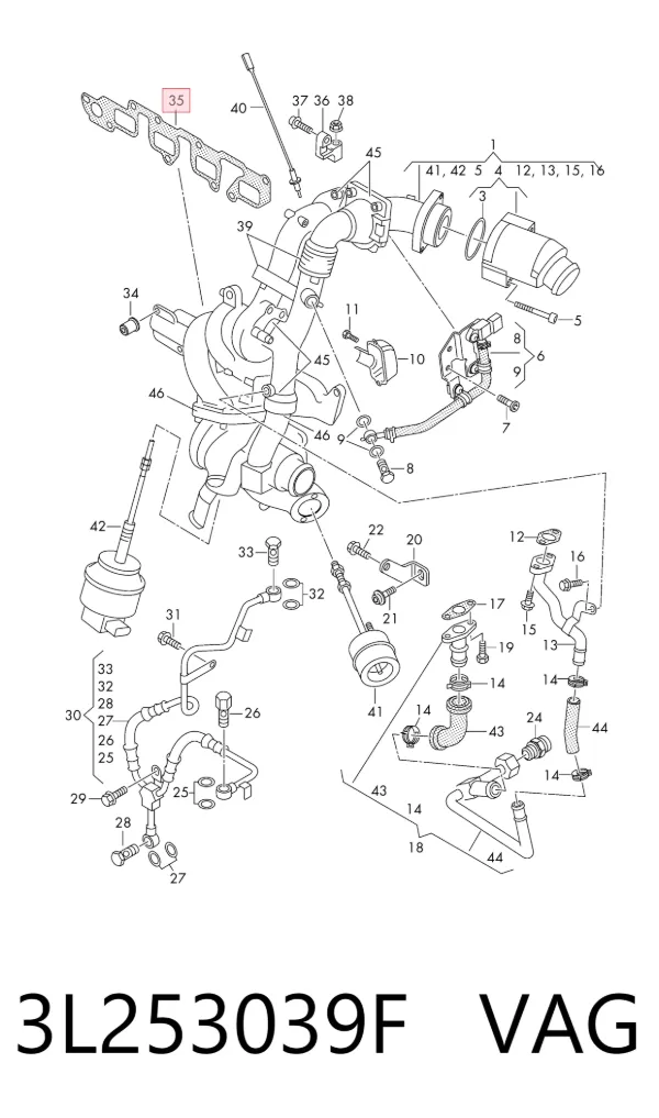 Junta colector escape 3L253039F VAG