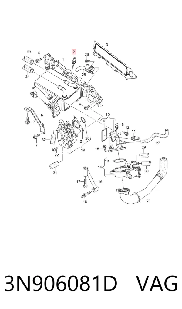Sensor de temperatura del aire de admisión 3N906081D VAG