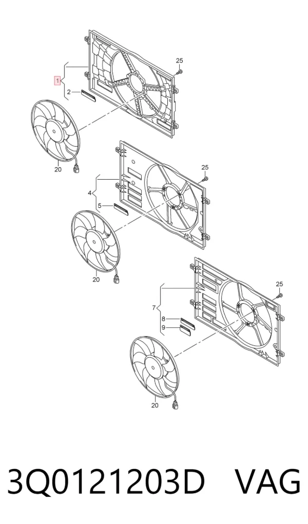 Ventilador de radiador 3Q0121203D VAG
