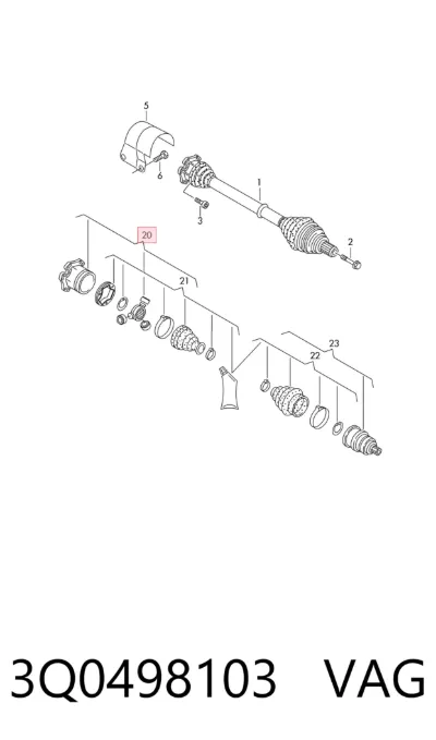Junta homocinética interna delantera VAG 3Q0498103