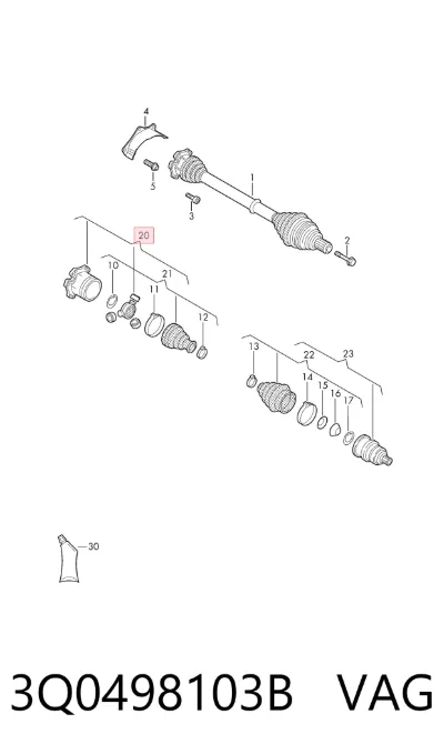 Junta homocinética interna delantera VAG 3Q0498103B