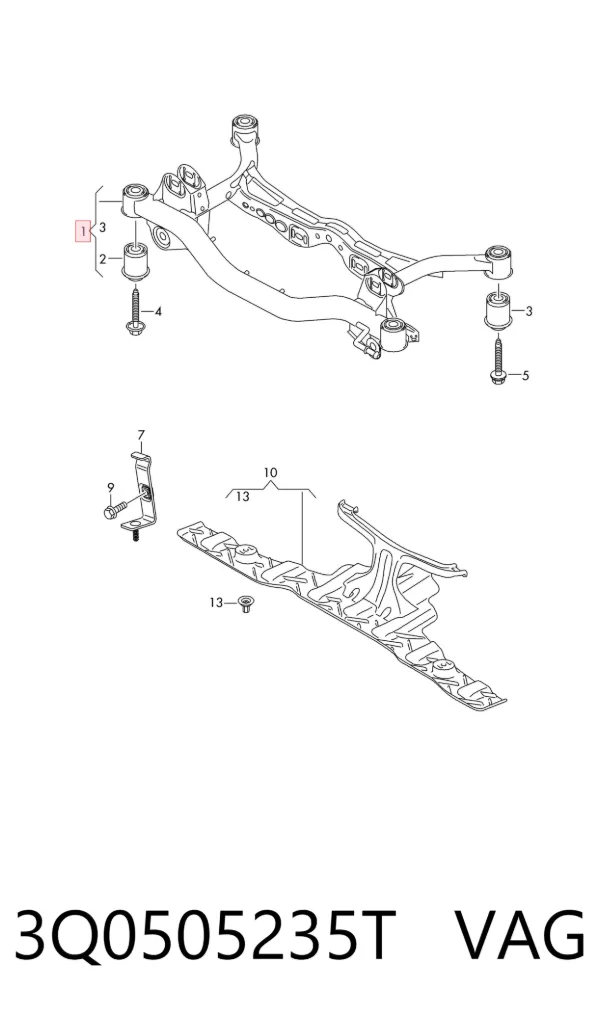 Puente trasero 3Q0505235T VAG