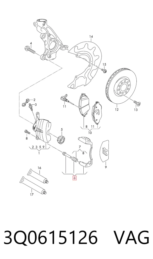 Soporte de la pinza de freno delantera 3Q0615126 VAG