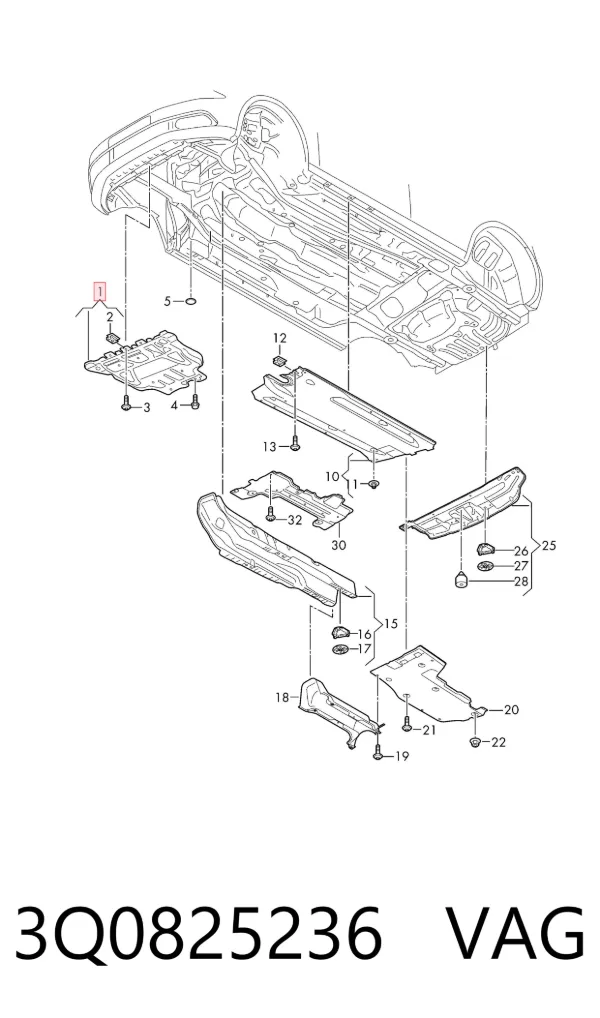 Protección motor / empotramiento 3Q0825236 VAG