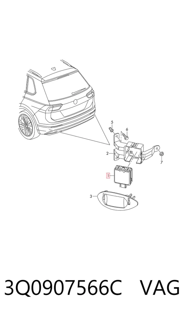 Sensor de ángulo muerto trasero 3Q0907566C VAG