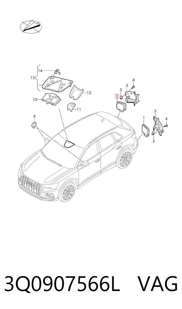 Sensor de ángulo muerto trasero 3Q0907566L VAG