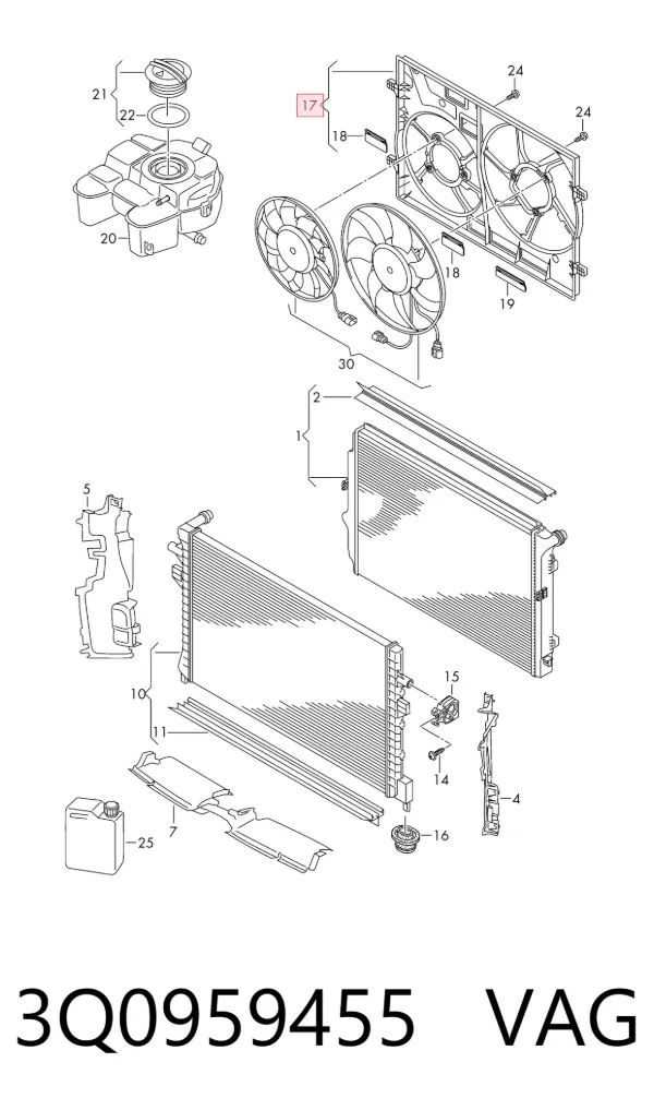 Ventilador de radiador 3Q0959455 VAG