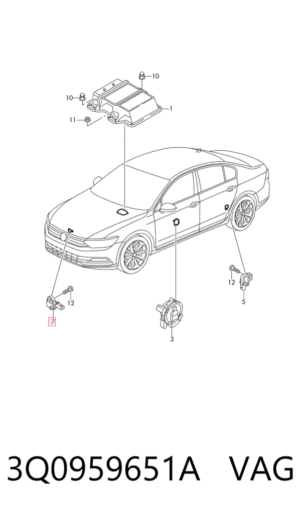 Sensor de airbag delantero 3Q0959651A VAG