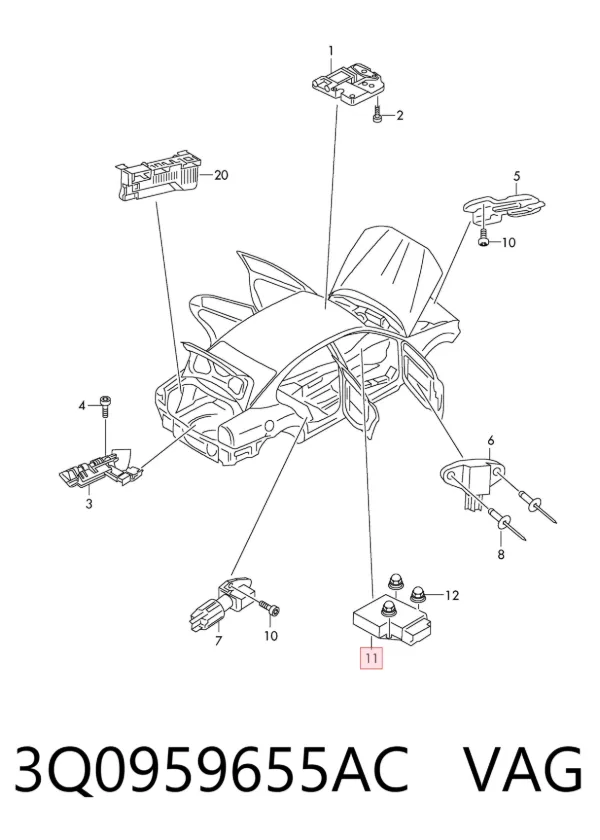 Módulo de control de airbag 3Q0959655AC VAG