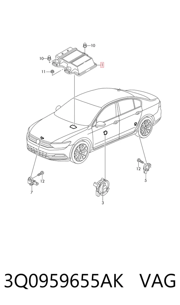Módulo de control de airbag 3Q0959655AK VAG