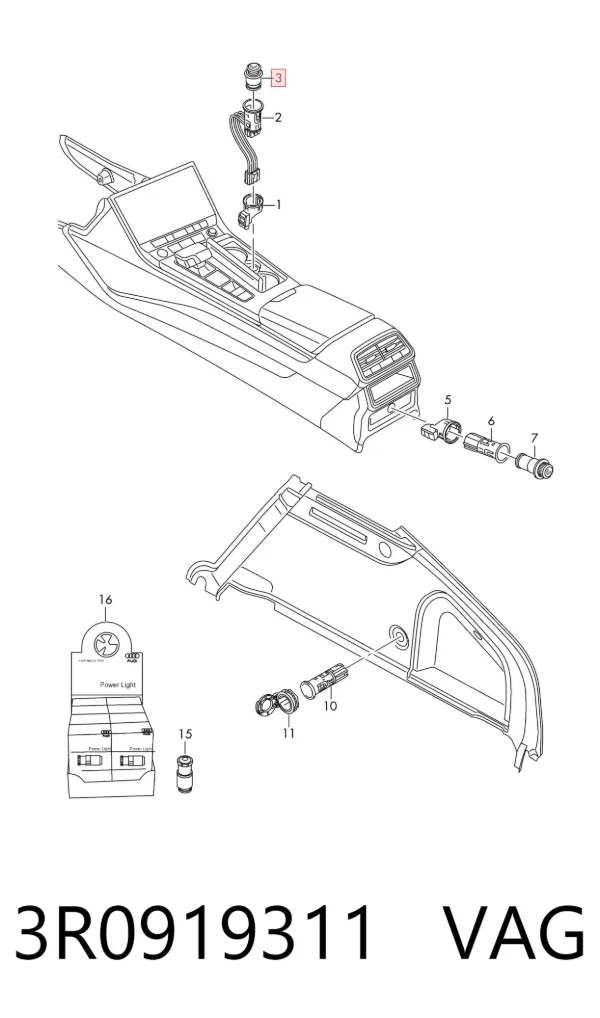 Mechero de coche 3R0919311 VAG