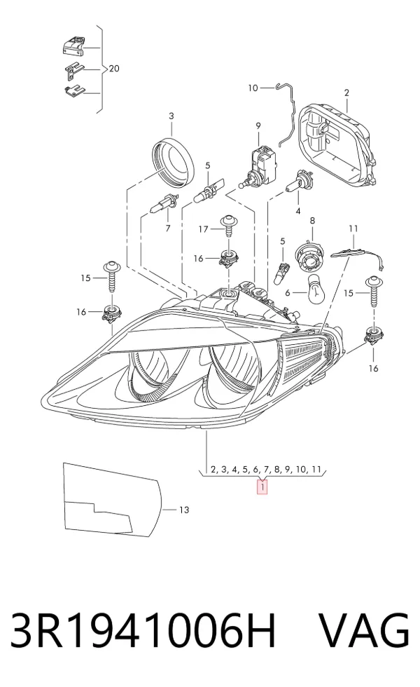 Faro derecho 3R1941006H VAG