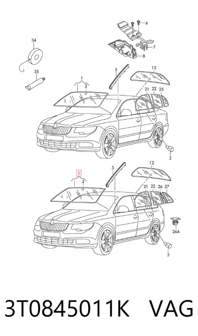 Parabrisas VAG 3T0845011K