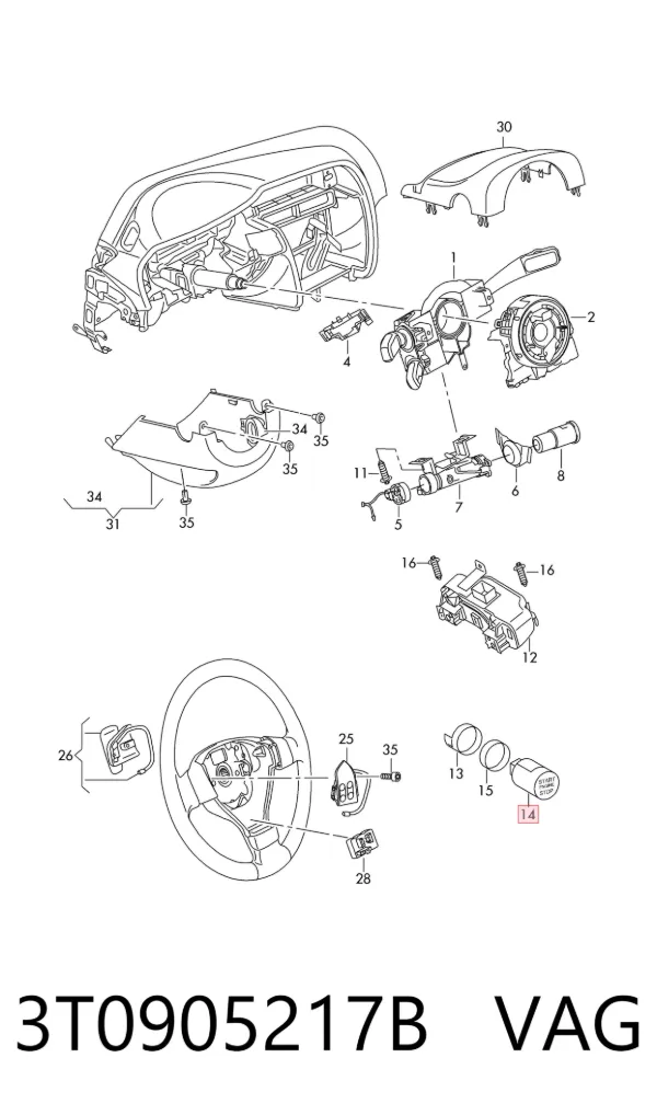 Botón de arranque del motor 3T0905217B VAG
