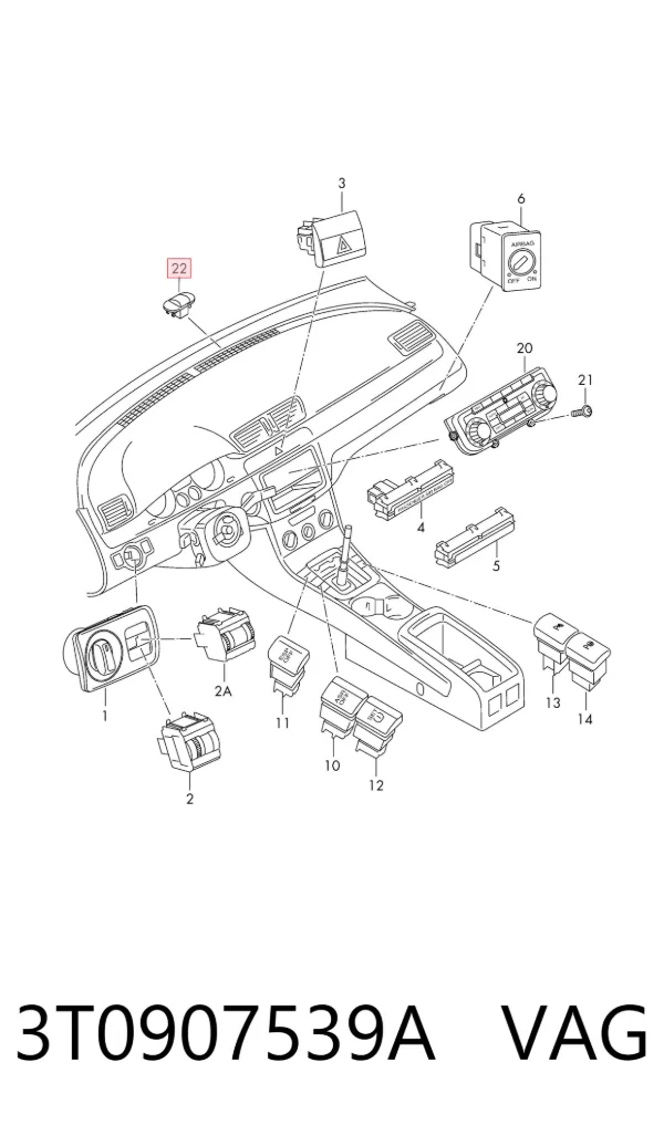 Sensor de luz 3T0907539A VAG
