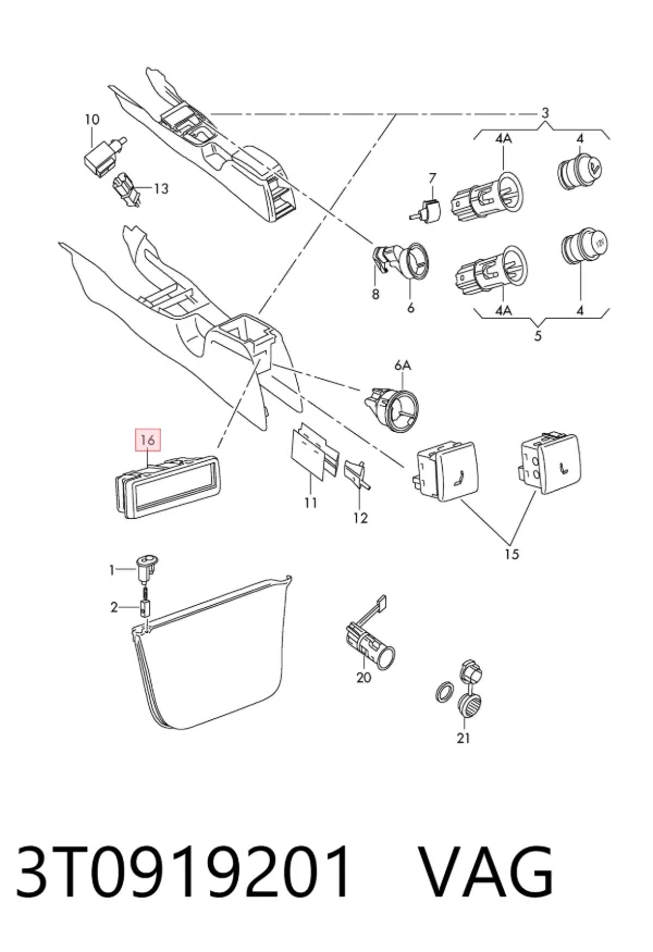 Reloj interior 3T0919201 VAG