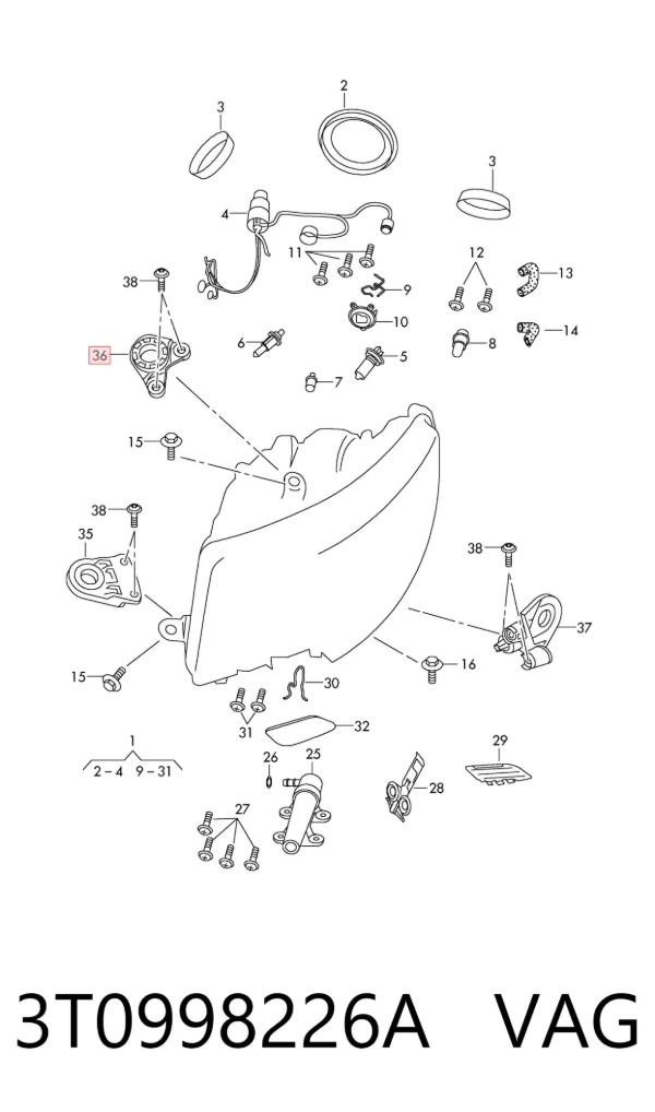 Soporte de fijación del faro delantero derecho 3T0998226A VAG