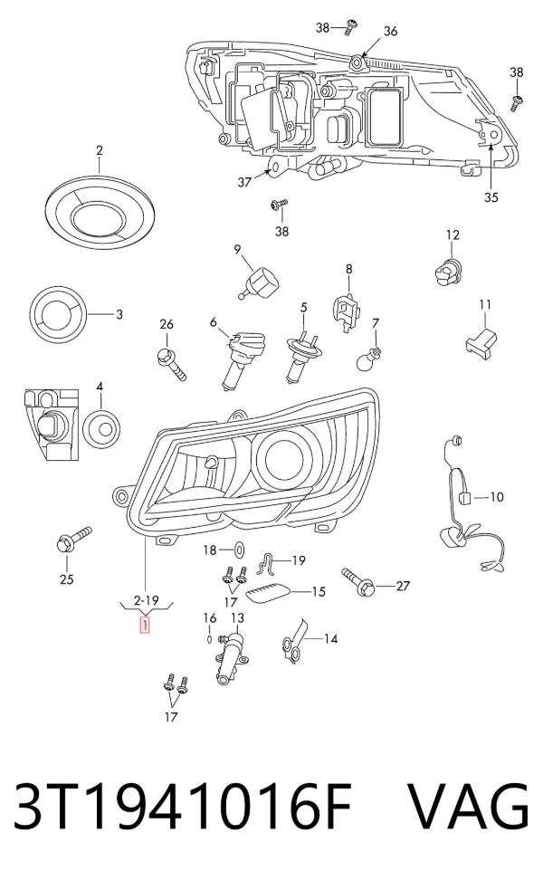 Faro derecho 3T1941016F VAG