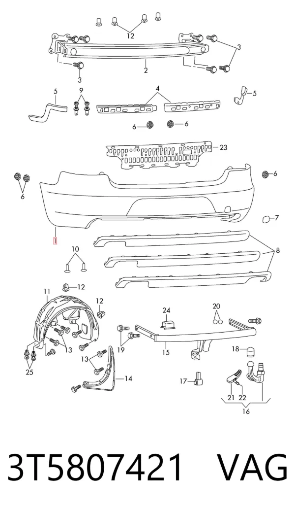 Parachoques trasero 3T5807421 VAG