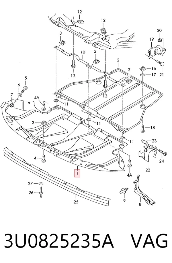 Protección motor / empotramiento 3U0825235A VAG