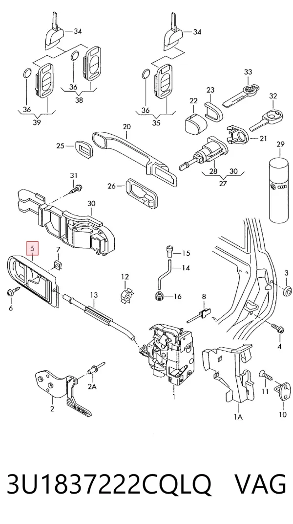 Manija interior de puerta delantera derecha 3U1837222CQLQ VAG