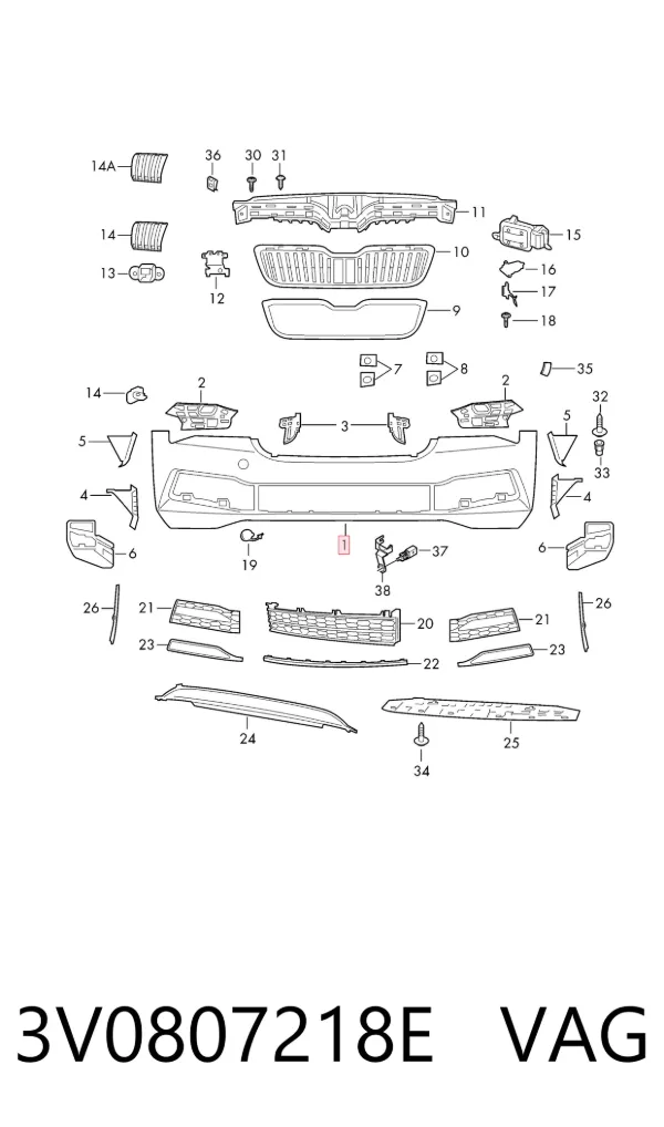 Paragolpes 3V0807218E VAG