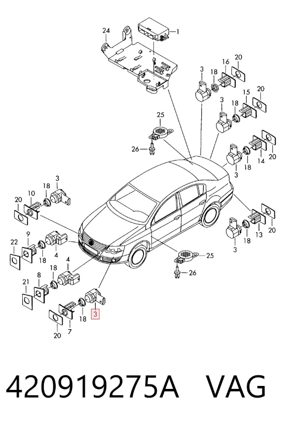 Sensor de estacionamiento delantero 420919275A VAG