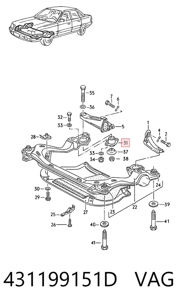 Soporte derecho de la transmisión 431199151D VAG