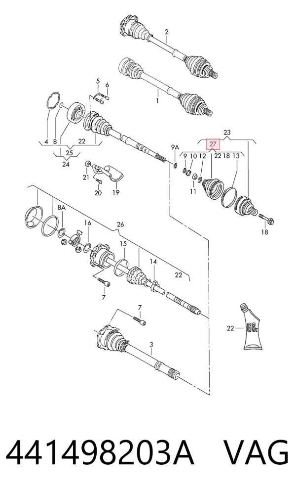 Fuelle de palier delantero exterior 441498203A VAG