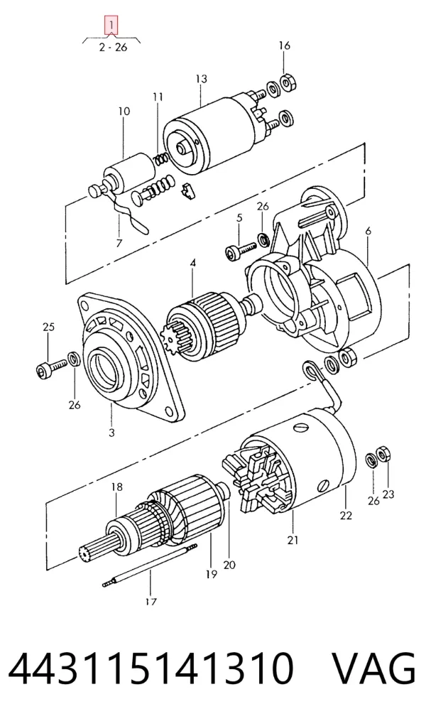 Motor de arranque 443115141310 VAG
