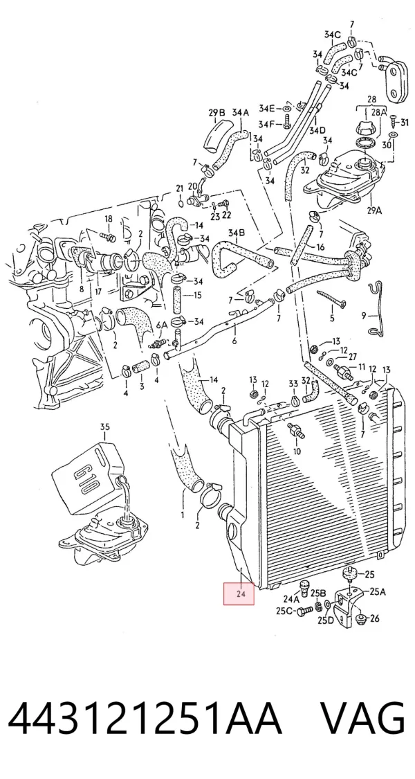 Radiador 443121251AA VAG
