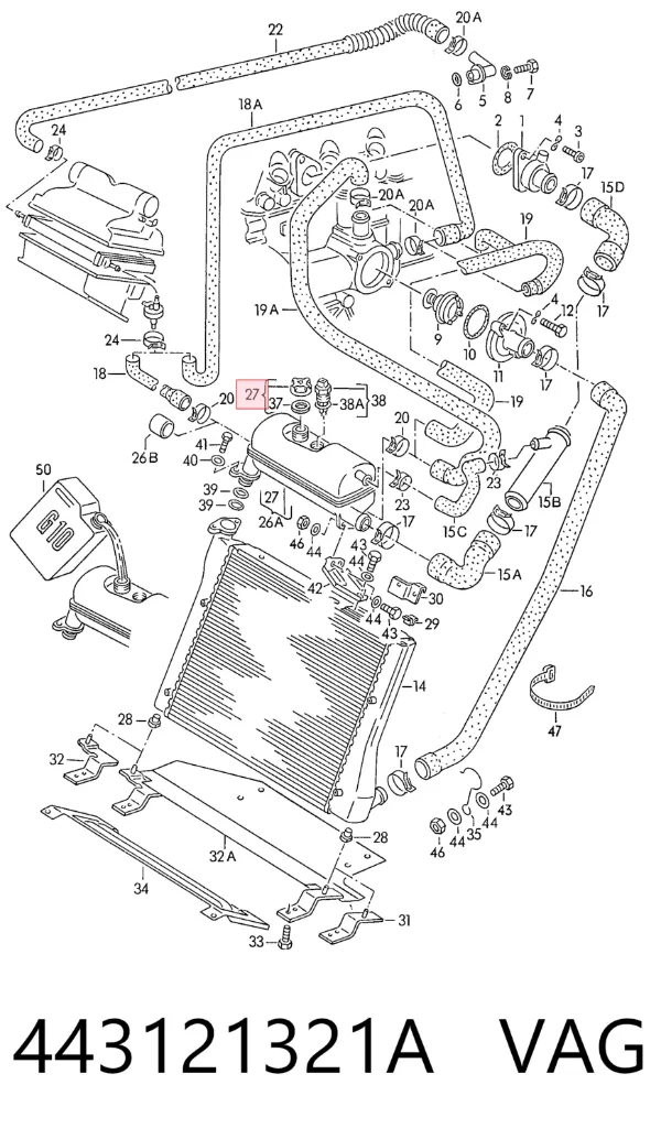 Tapón depósito de refrigerante 443121321A VAG