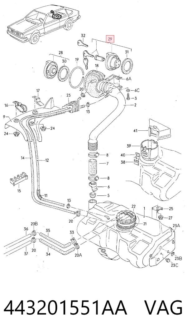 Tapa de depósito de combustible 443201551AA VAG