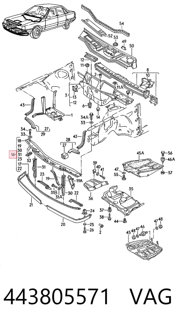 Soporte de radiador Audi 100 C3