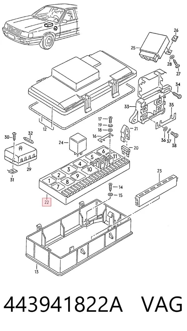 Caja de fusibles Audi 100 C3