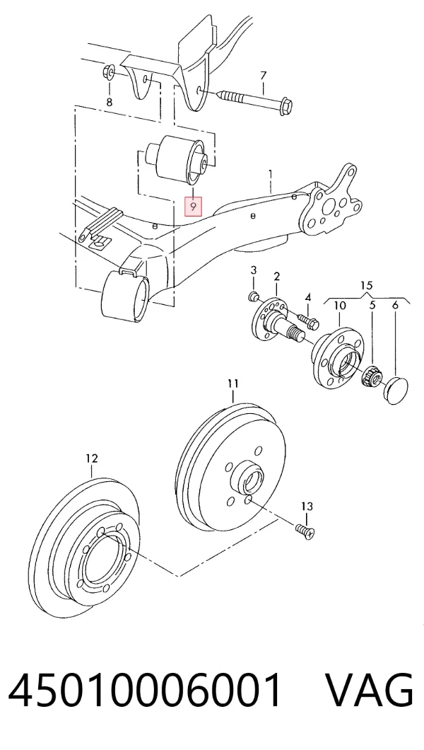 Silentblock trasero 45010006001 VAG