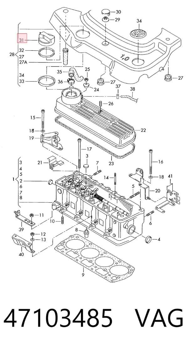 Tapa de aceite de motor 47103485 VAG