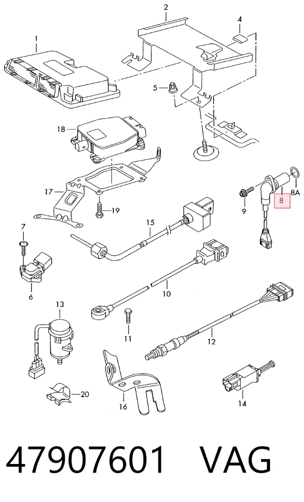 Sensor de árbol de levas 47907601 VAG