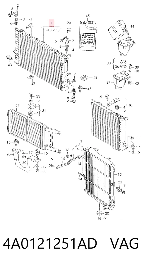 Radiador 4A0121251AD VAG