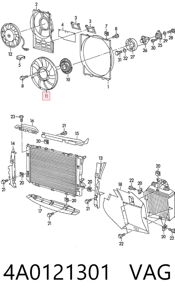 Ventilador del radiador 4A0121301 VAG