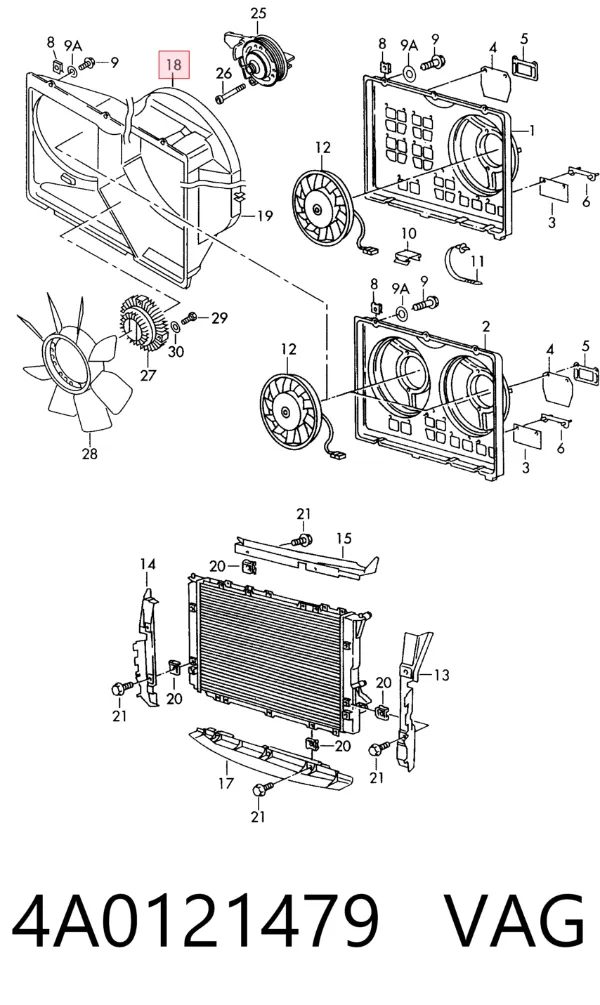 Bastidor radiador 4A0121479 VAG
