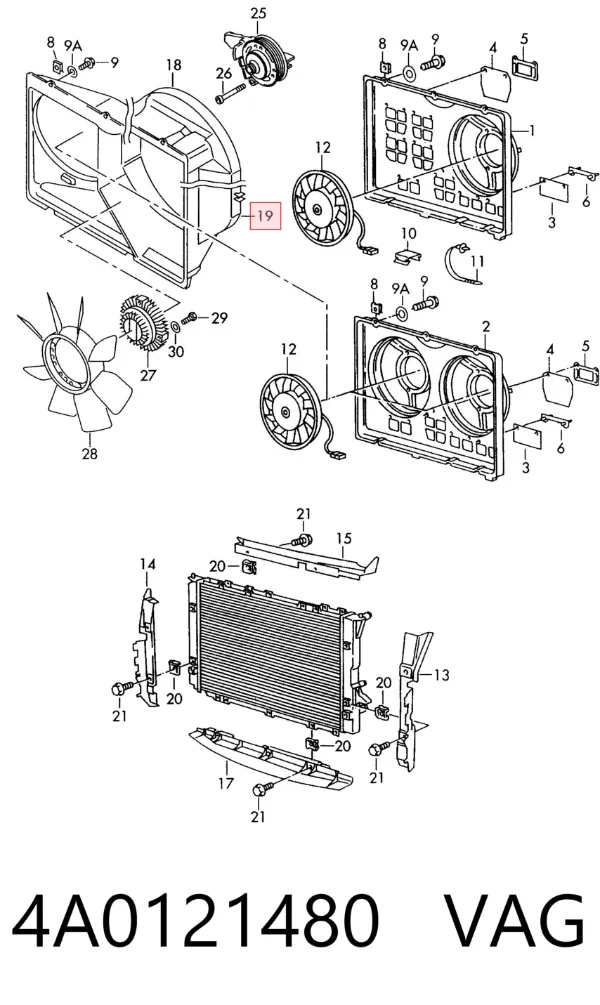 Bastidor radiador 4A0121480 VAG
