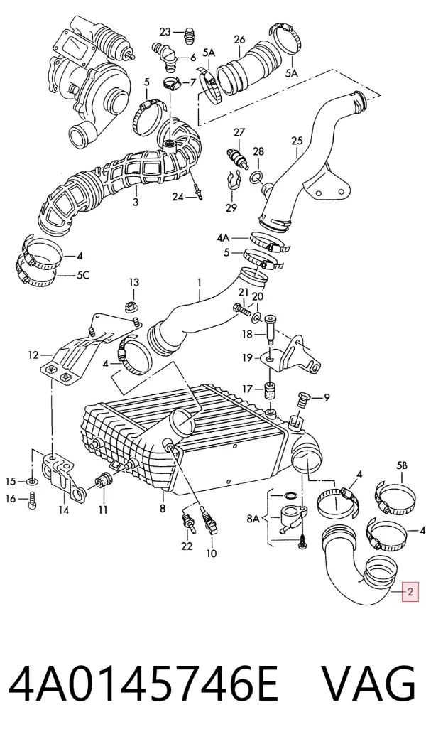 Tubo intercooler 4A0145746E VAG