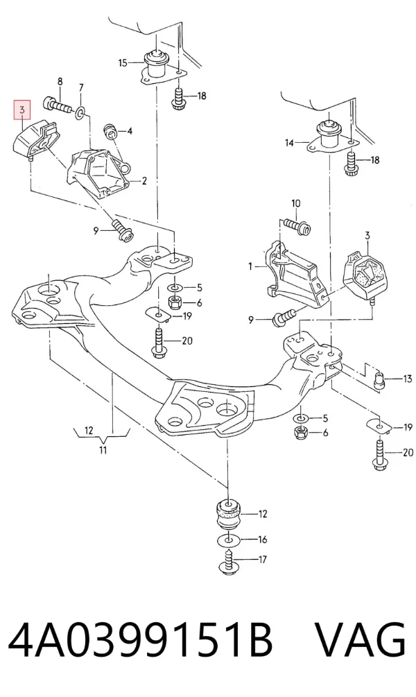 Taco de caja de cambios 4A0399151B VAG