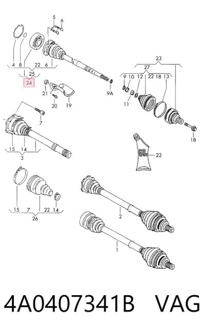 Junta homocinética interna delantera VAG 4A0407341B