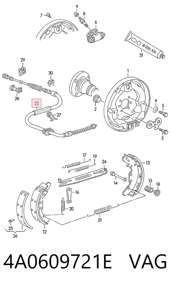 Cable de freno de mano trasero derecho/izquierdo 4A0609721E VAG
