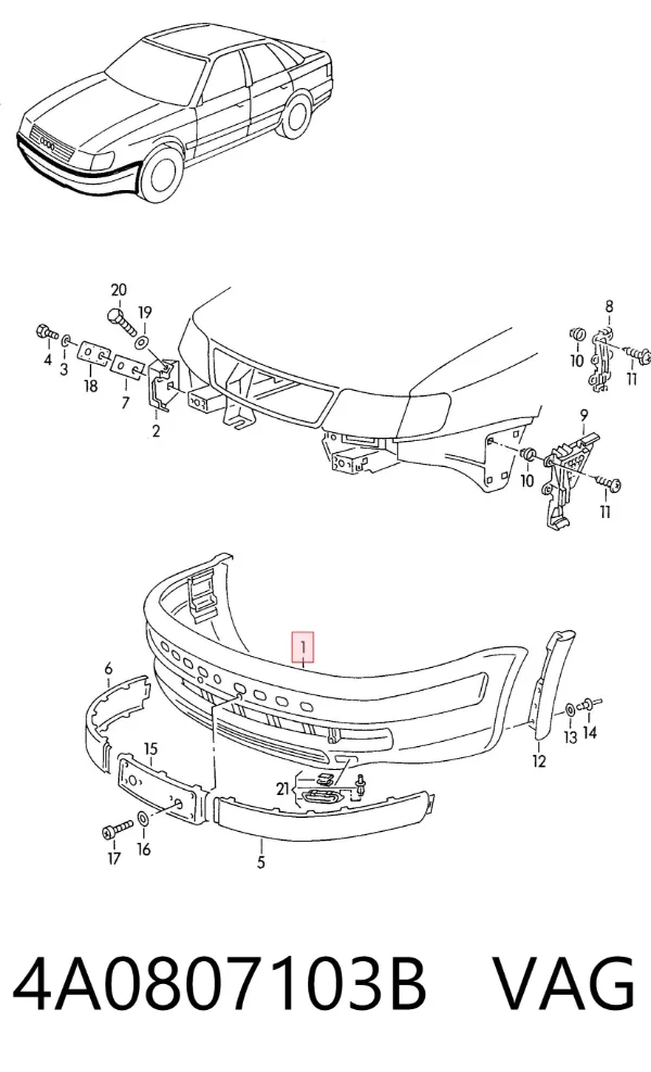 Paragolpes 4A0807103B VAG