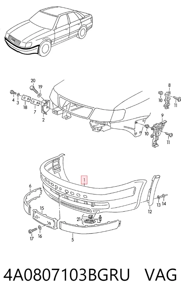 Paragolpes 4A0807103BGRU VAG