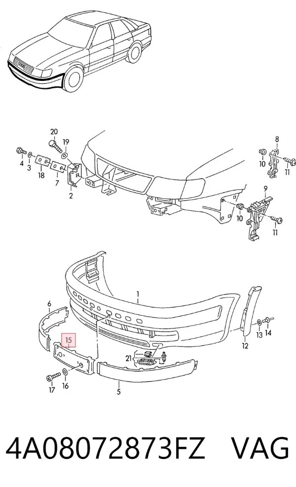 Soporte de matrícula delantera 4A08072873FZ VAG
