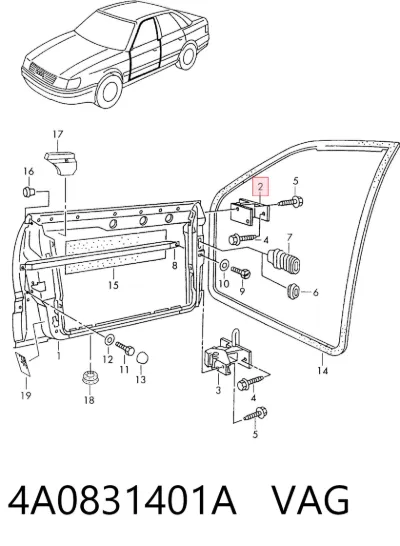 Bisagra de puerta delantera VAG 4A0831401A